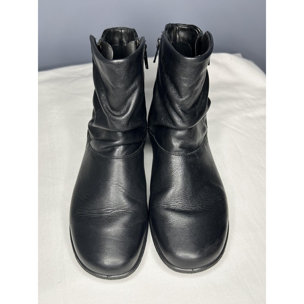 Hotter Boots Womens Size 6.5 Black Whisper Ankle Bootie Leather Zip Flat Comfort - Picture 6 of 16